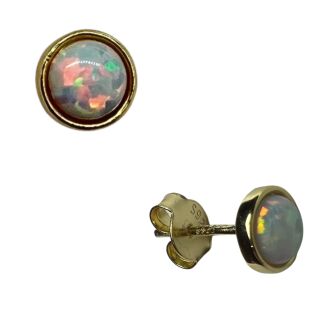 Kolczyki srebrne pozłacane małe z opalem - 4