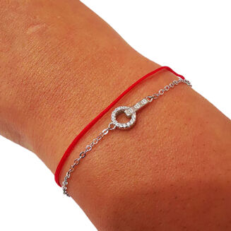 Bransoletka ze srebra z czerwonym sznureczkiem - 3