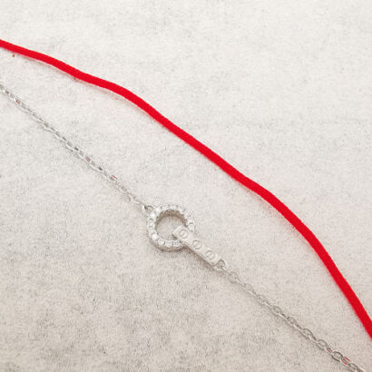 Bransoletka ze srebra z czerwonym sznureczkiem