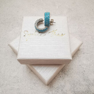 Srebrne trzyrzędowe kolczyki z turkusami - 2