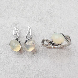 Srebrne kolczyki z pięknym owalnym opalem - 4