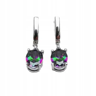 Owalne srebrne kolczyki z topaz mistic - 2