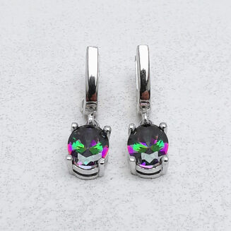 Owalne srebrne kolczyki z topaz mistic - 3