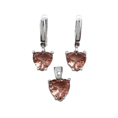 Komplet z sułtanitem w kształcie serduszka