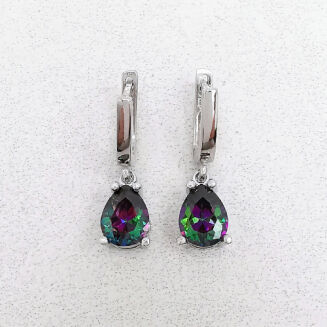 Srebrne kolczyki łezki z topazem mistic - 2