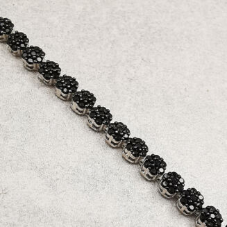 Srebrna bransoletka z czarnych cyrkonii - 2