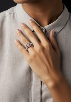 Pierścionek regulowany koniczynka z sułtanitem - 4