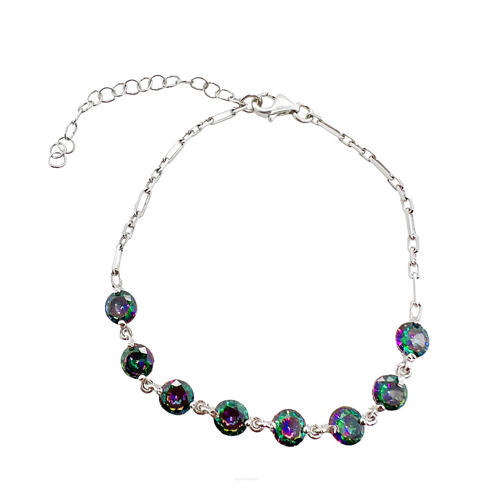 Srebrna bransoletka z okrągłymi elementami z topazem