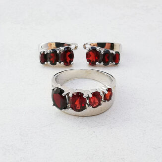 Srebrne kolczyki z owalnymi granatami - 6