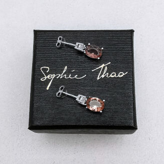 Wiszące owalne kolczyki z sułtanitem - 5