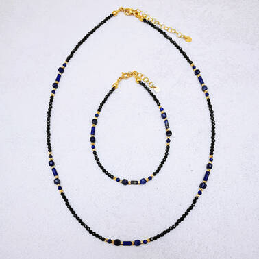Delikatny komplet turmalin i lapis lazuli