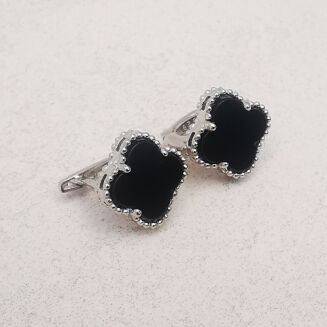 Kolczyki czarne koniczynki - 2