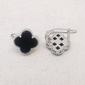 Kolczyki czarne koniczynki - 3